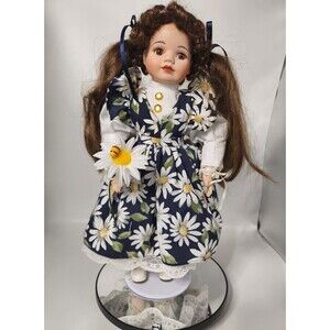 15" Wimbledon Collection Porcelain Doll Brown Hair Daisy Dress COA Vintage